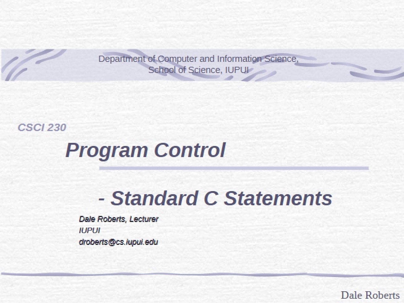 C Statements for Program Control