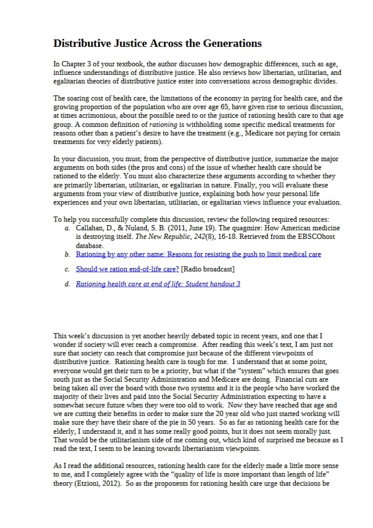 Intergenerational Distributive Justice