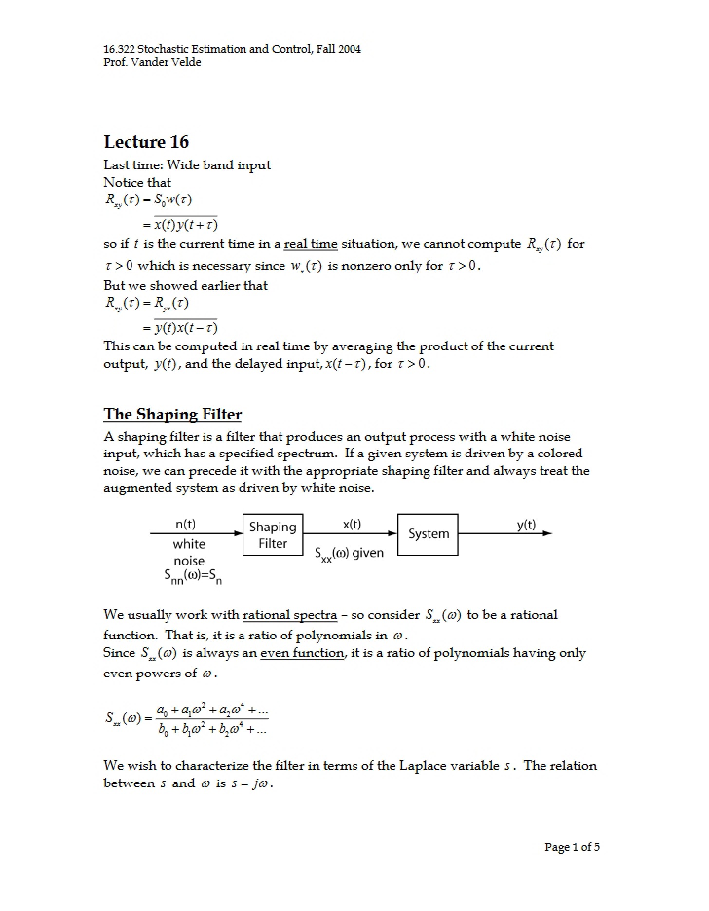 Lecture Series Notes
