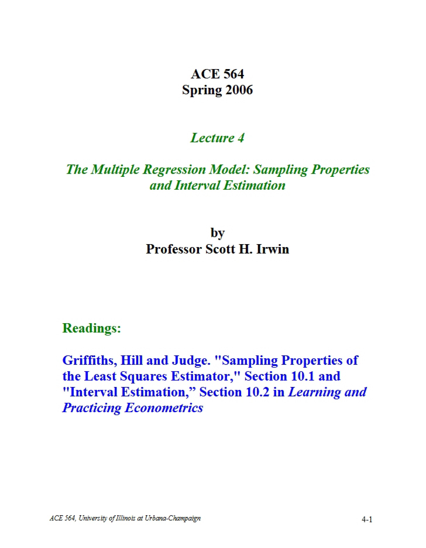 Interval Estimation and Sampling Properties