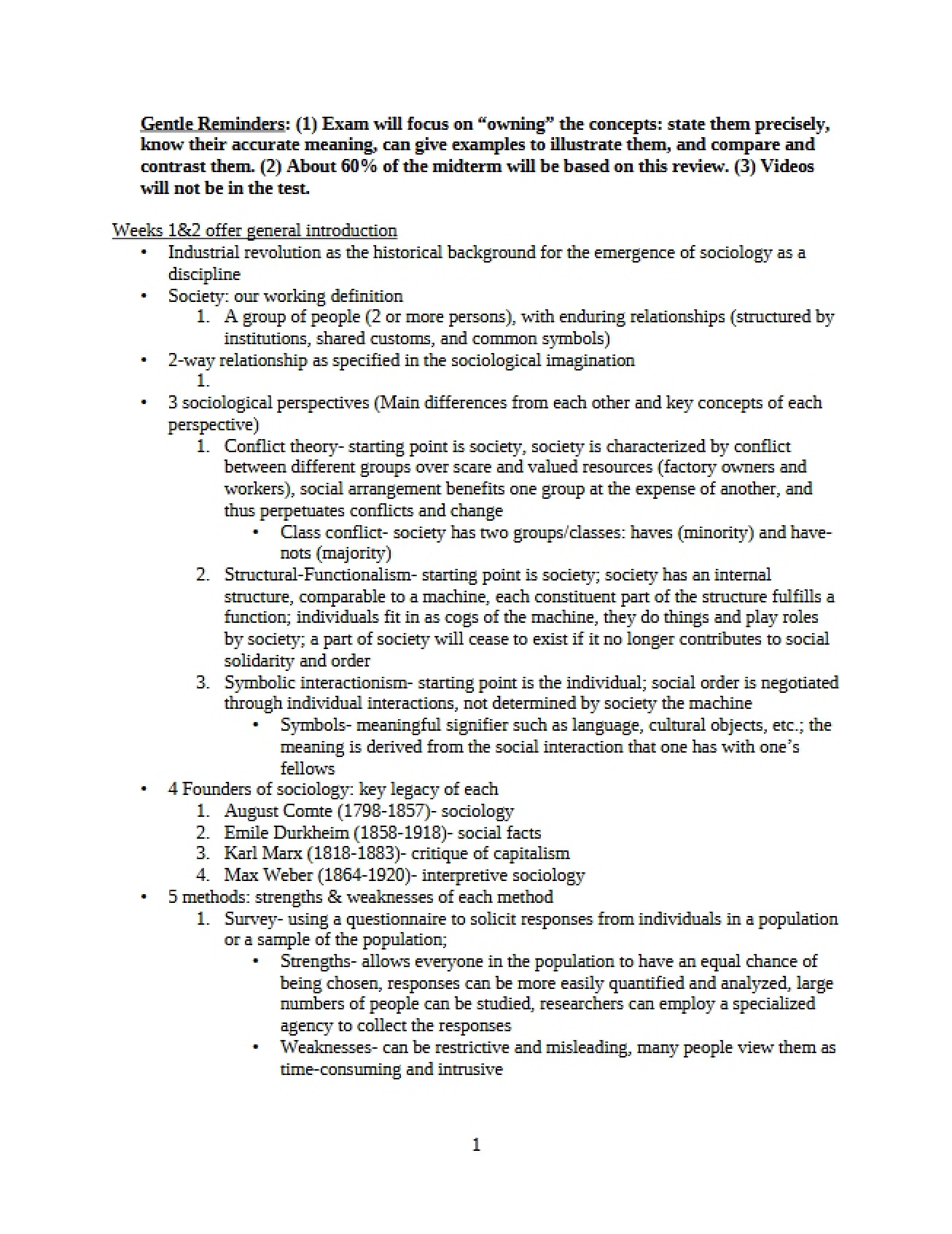 Introduction to Sociology Notes