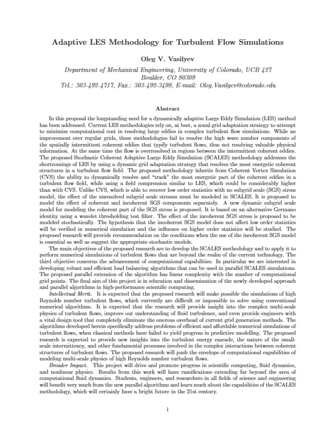 Adaptive LES Methodology for Turbulent Flow Simulations