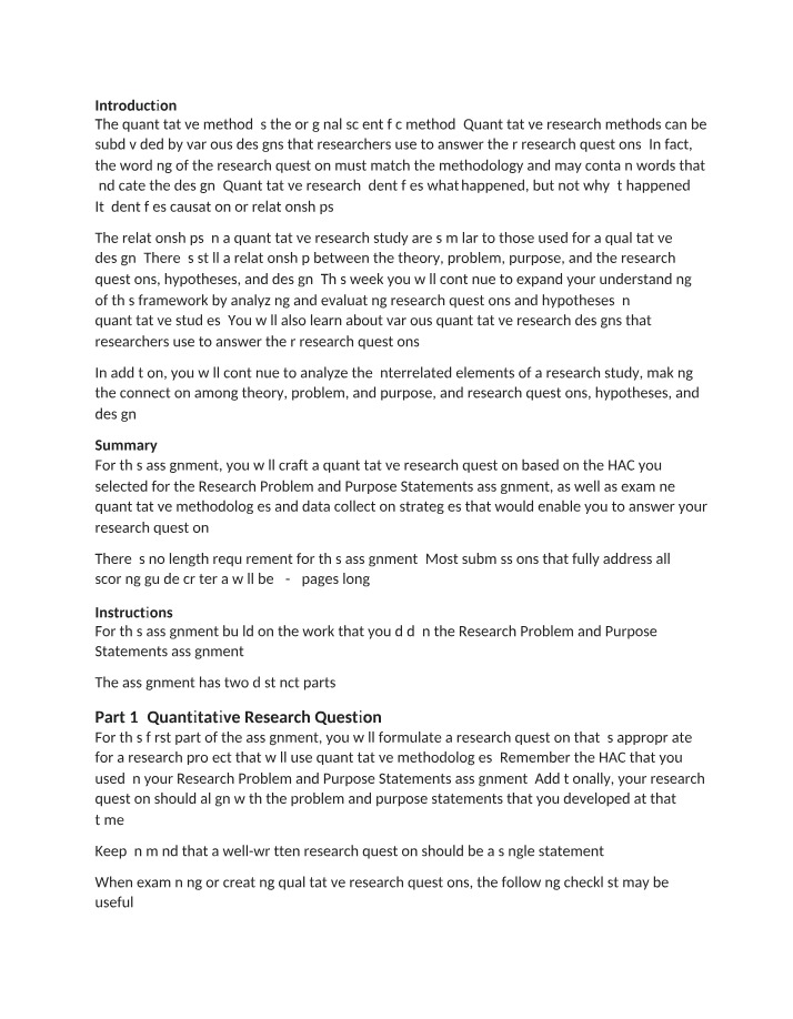 Quantitative Research Questions and Methods Guide