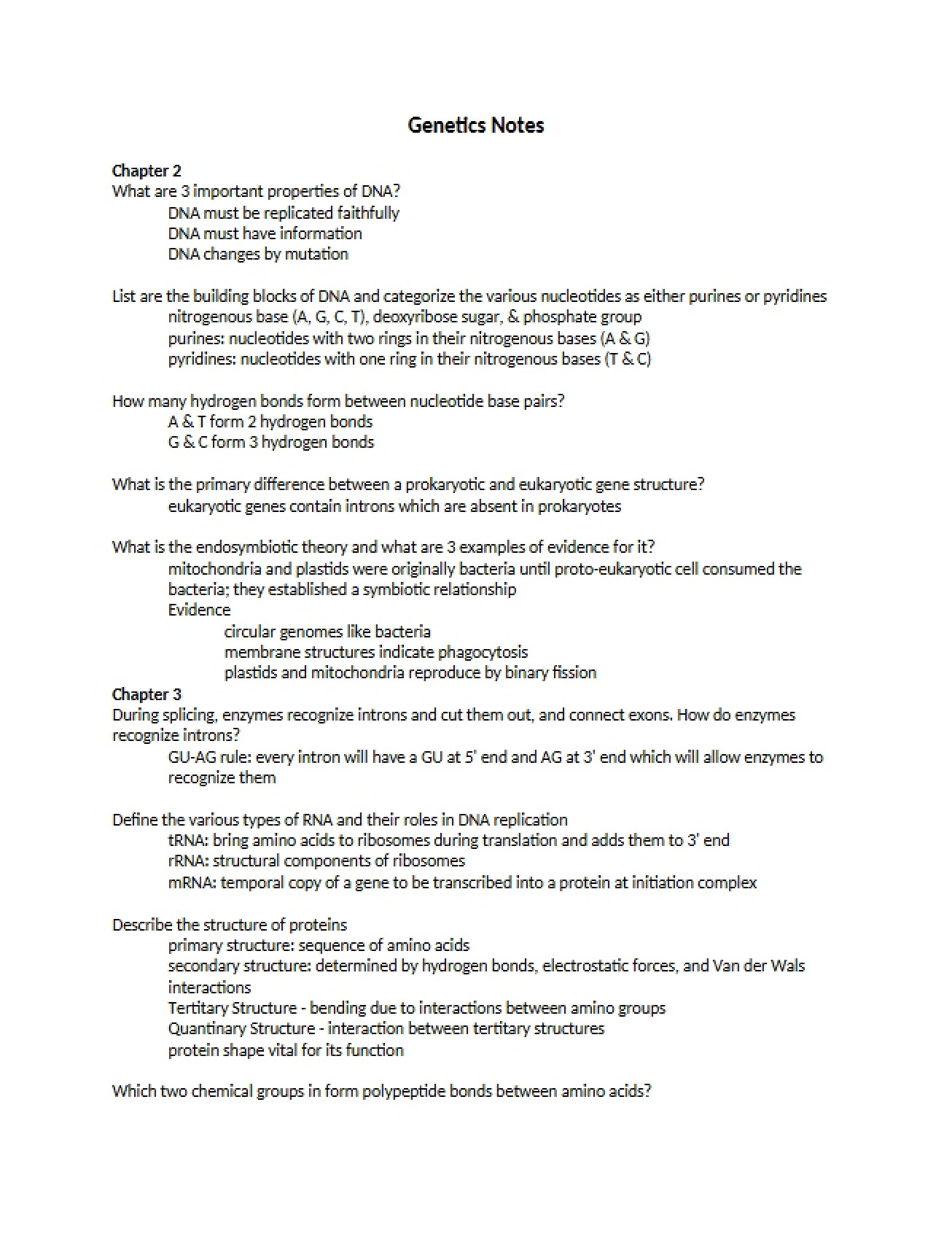 Notes on Genetics