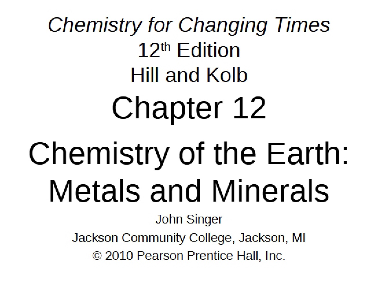 Earth Chemistry Chapter Twelve