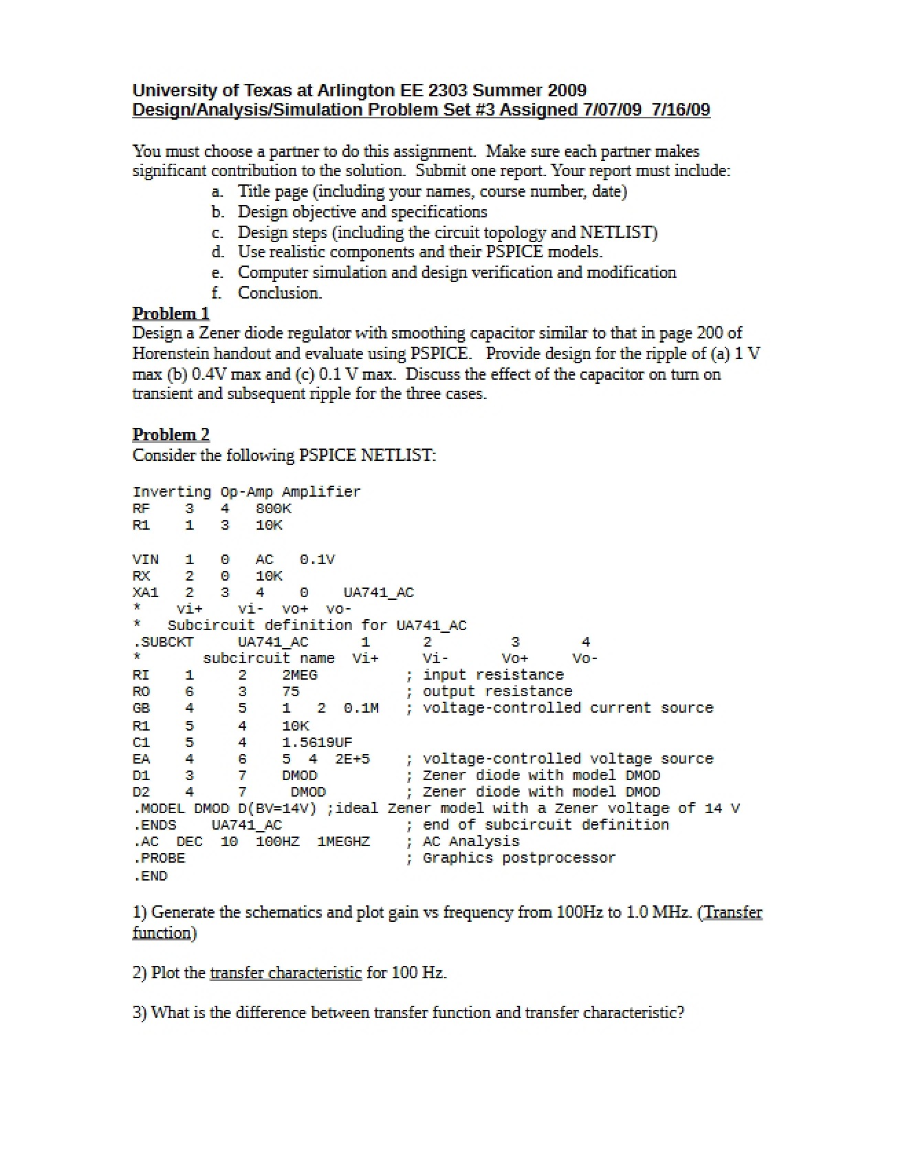 Problem Set 3 Design, Analysis, Simulation