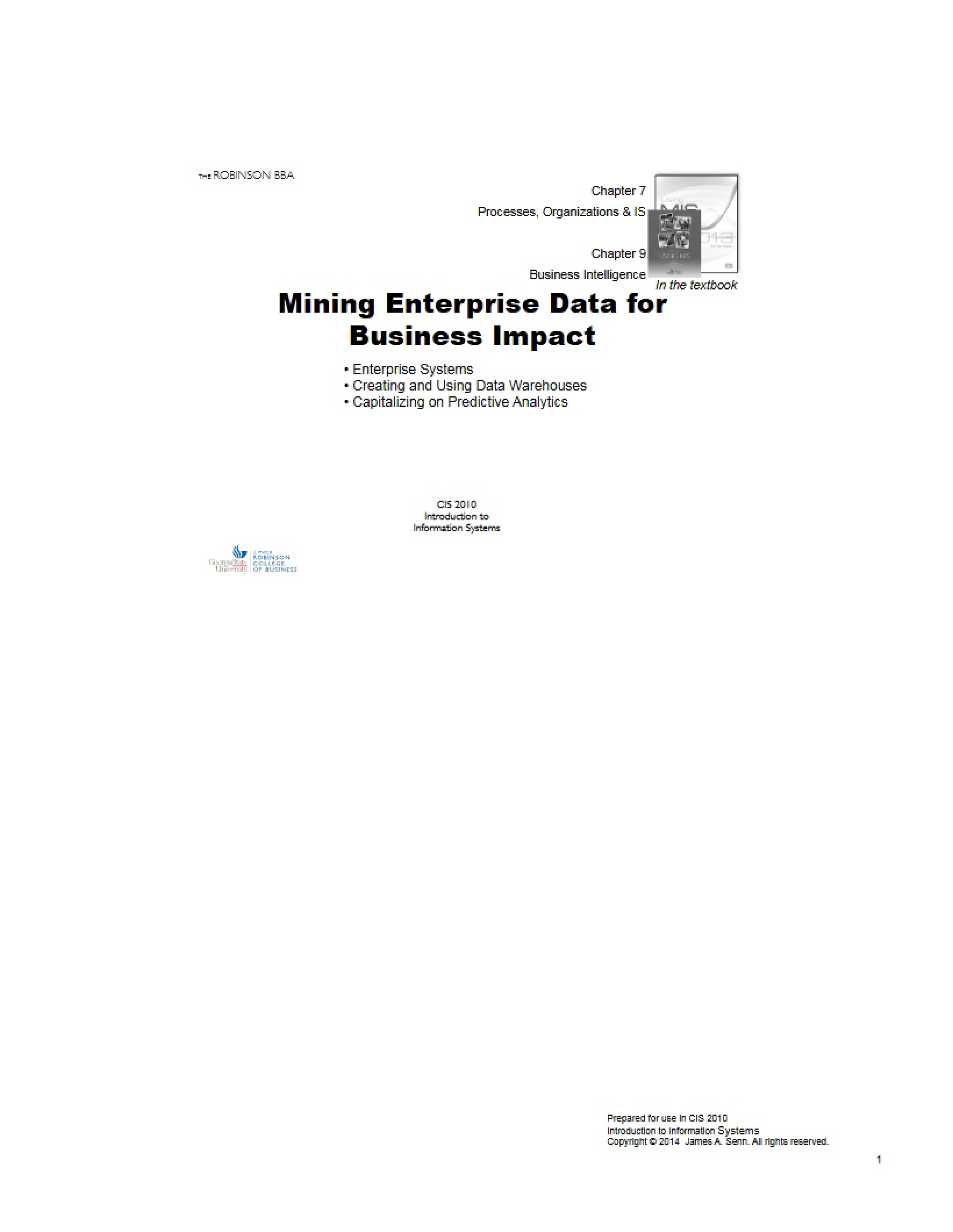 Kroenke Chapter 9 Mining Enterprise Data
