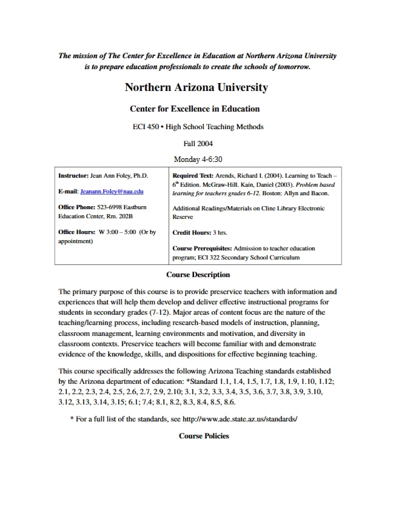 High School Teaching Syllabus