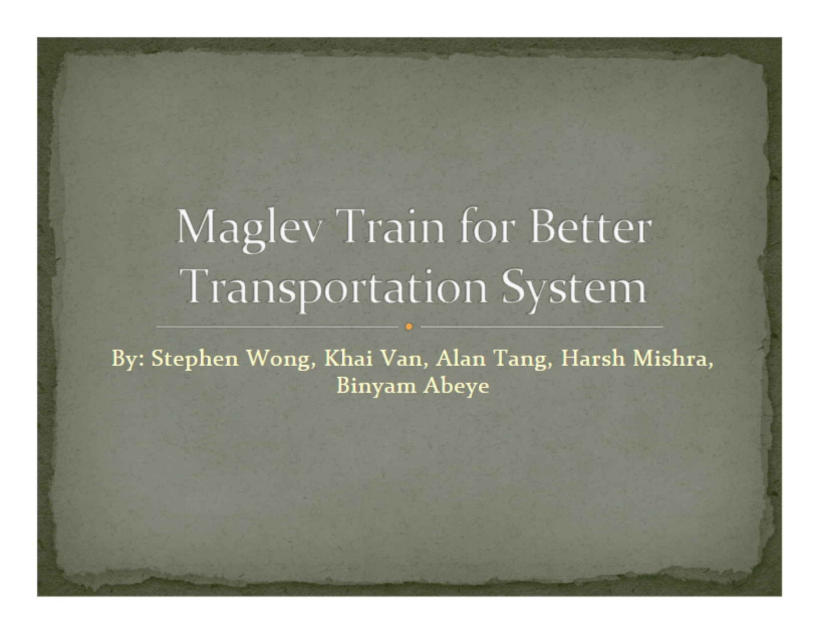 Transportation Improvement Maglev Train