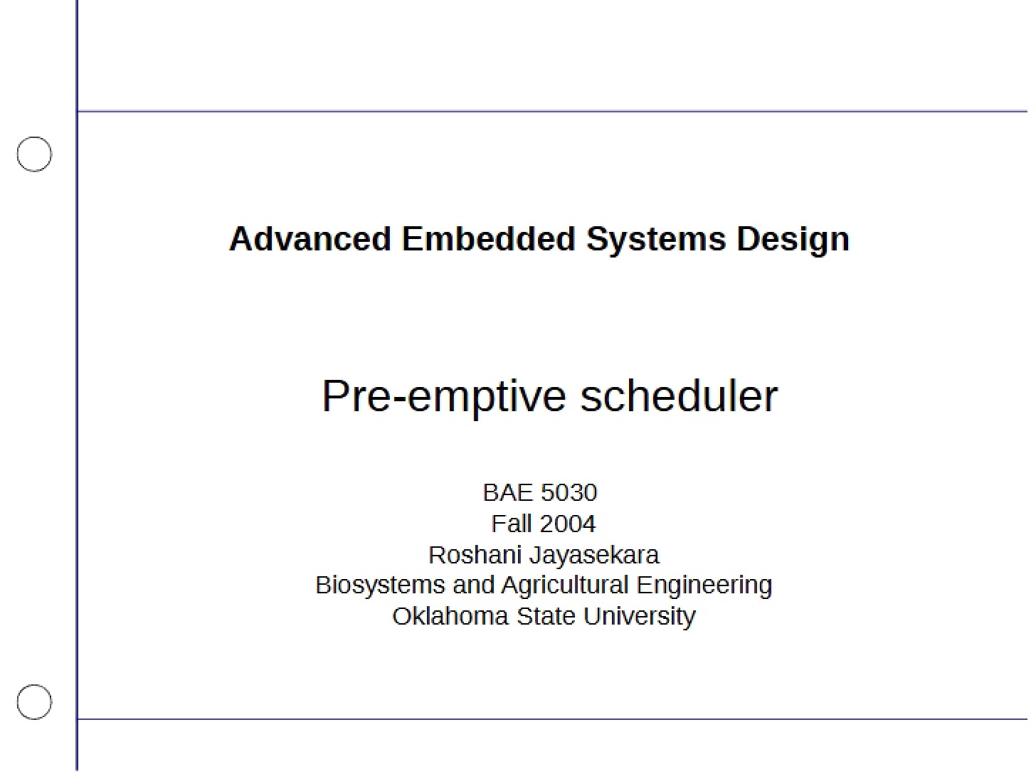 Advanced Design of Embedded Systems