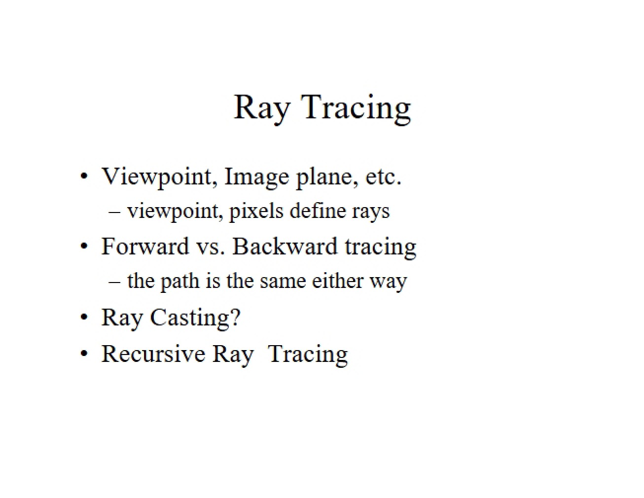 Introduction to Ray Tracing