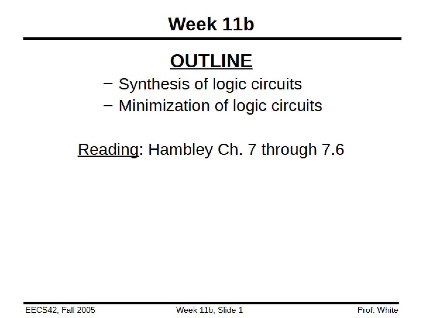 Lecture Outline