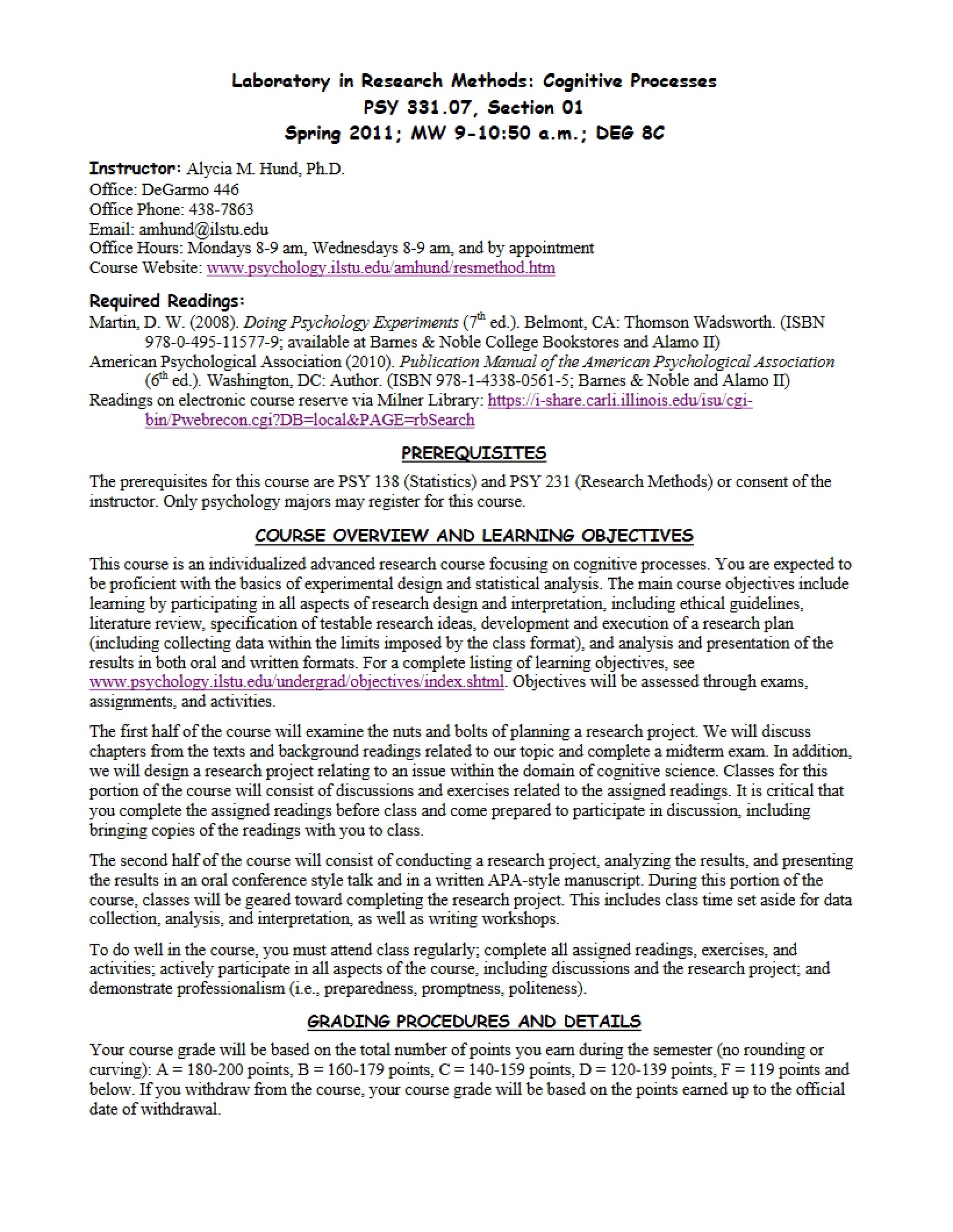 Lab Syllabus