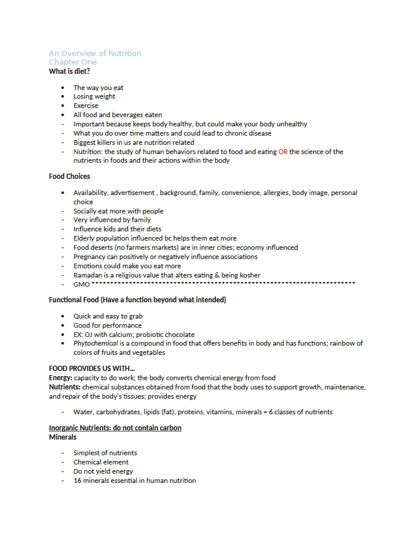 Nutrition Overview