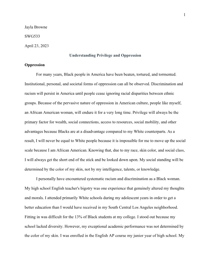 Oppression and Privilege