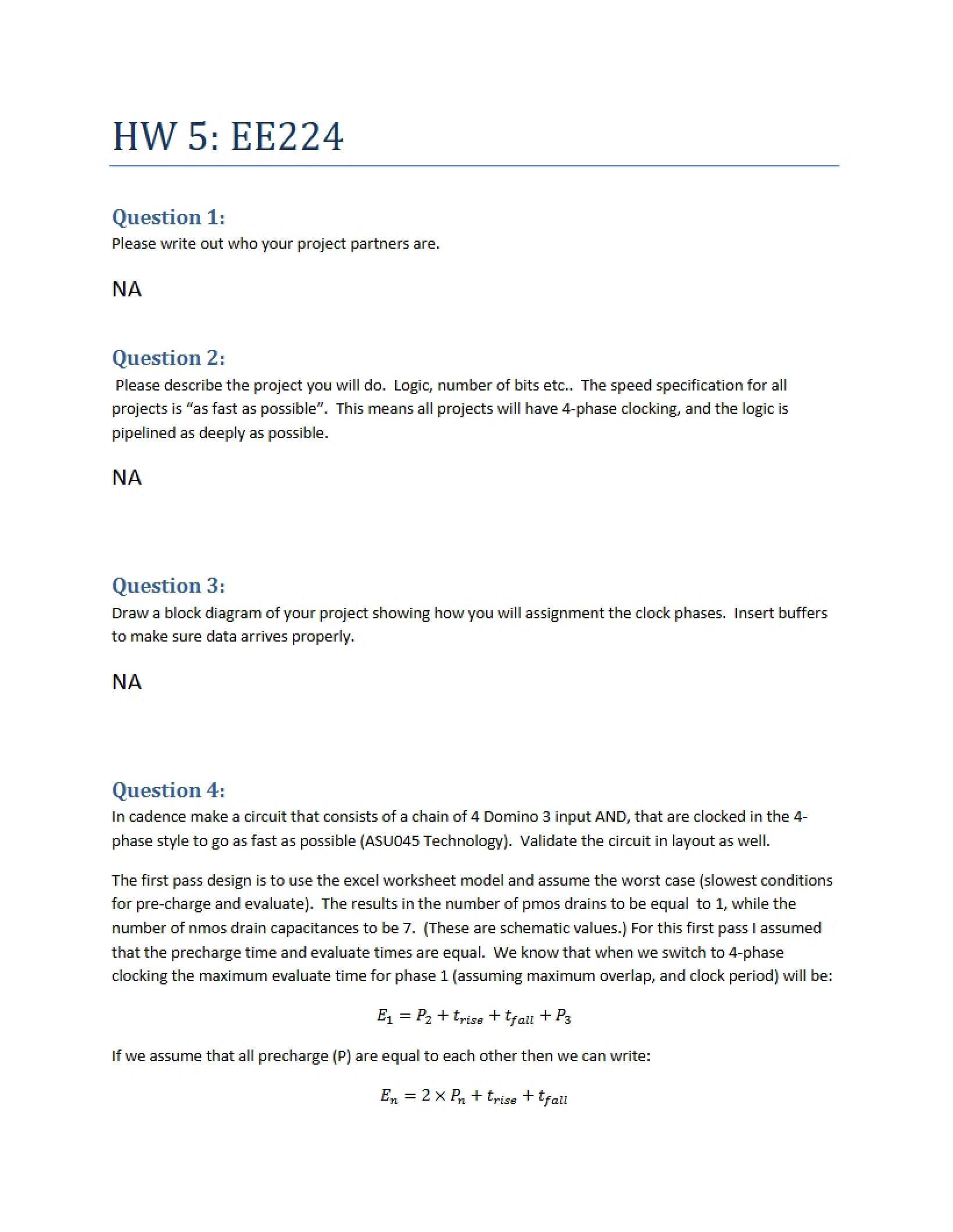 Fifth Homework Assignment