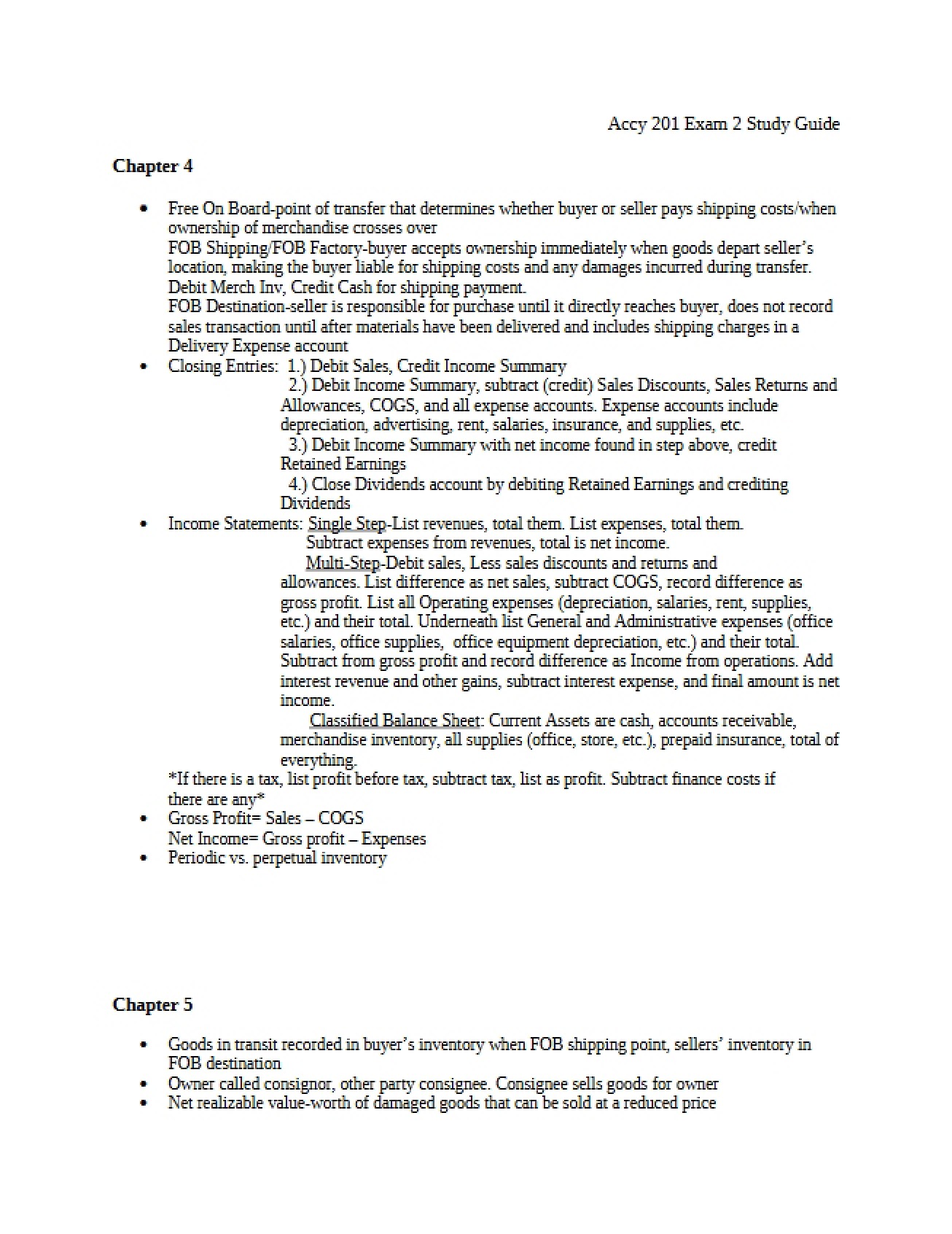 Accounting Principles I Chapter Four