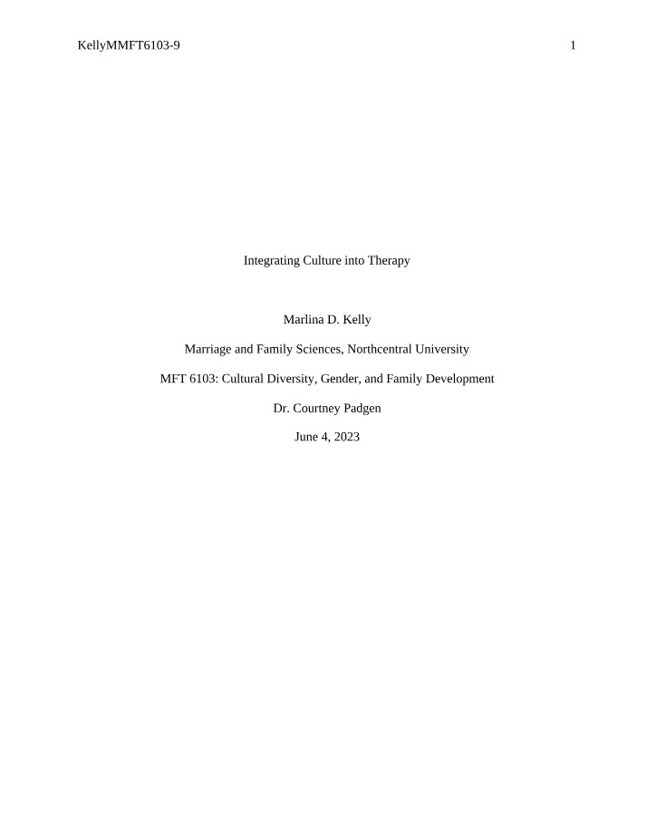 Culture Integration in Therapy