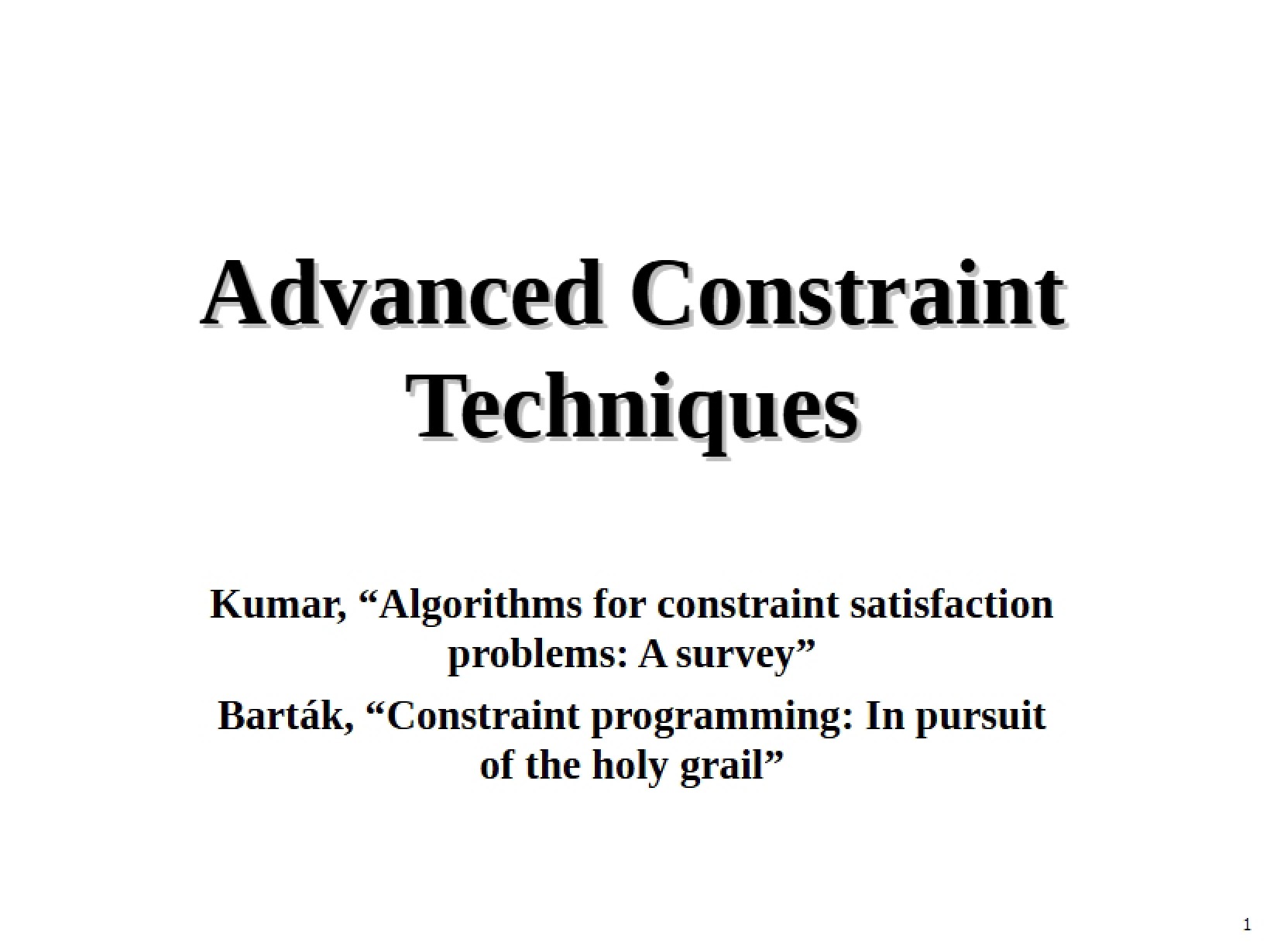 Techniques for Advanced Constraints
