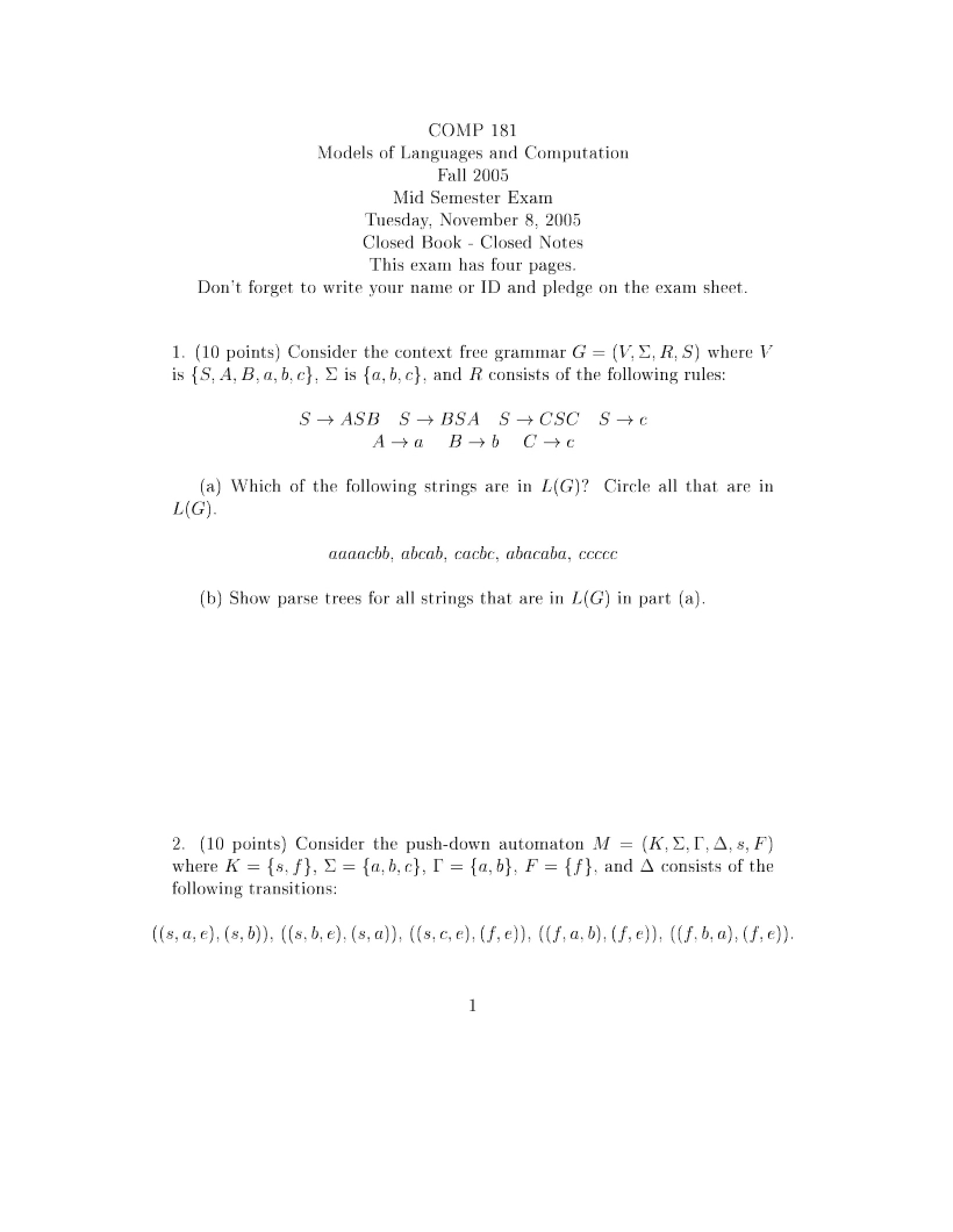 Mid-Term Examination