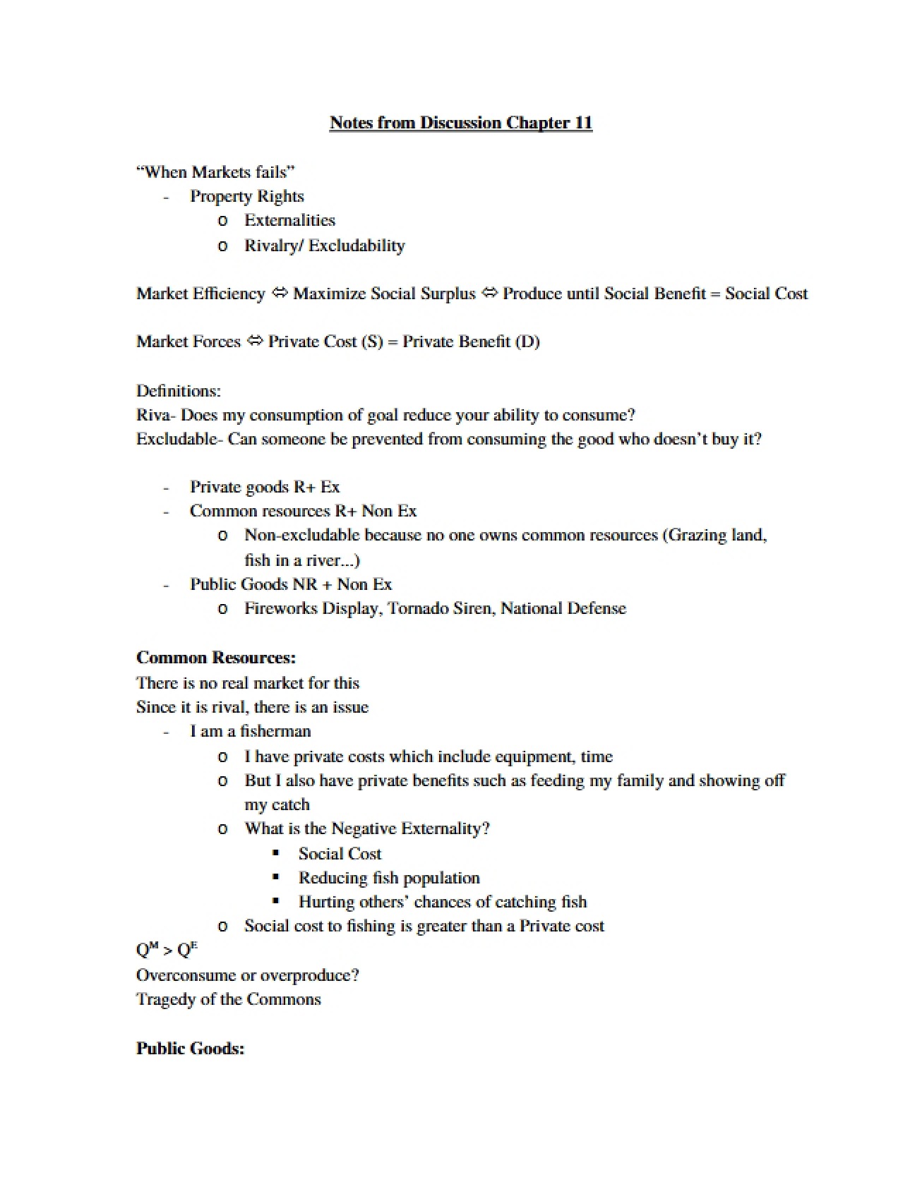 Eleventh Chapter Materials for Microeconomics