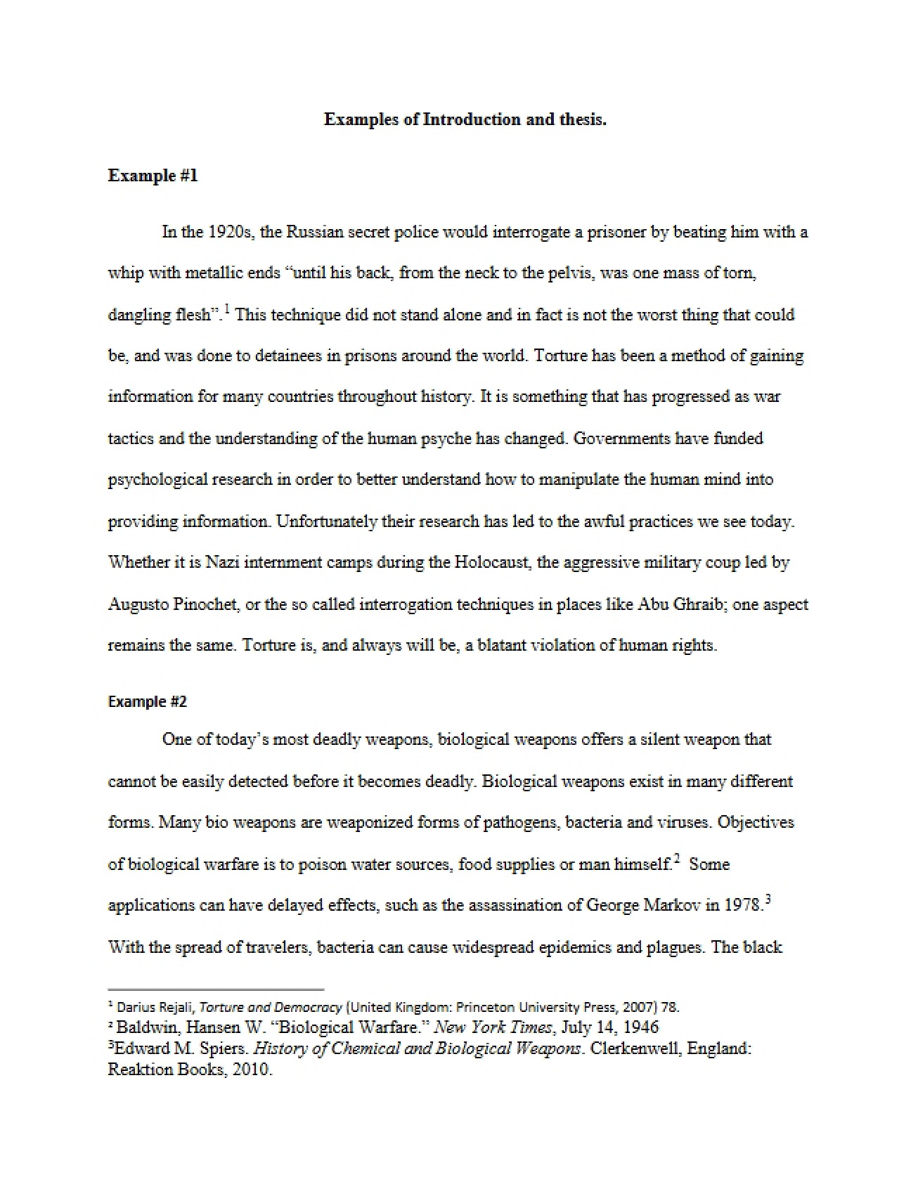 History Thesis Example