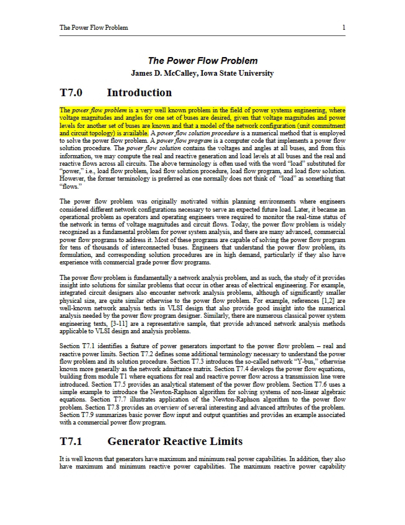 Theory Behind the Power Flow Problem