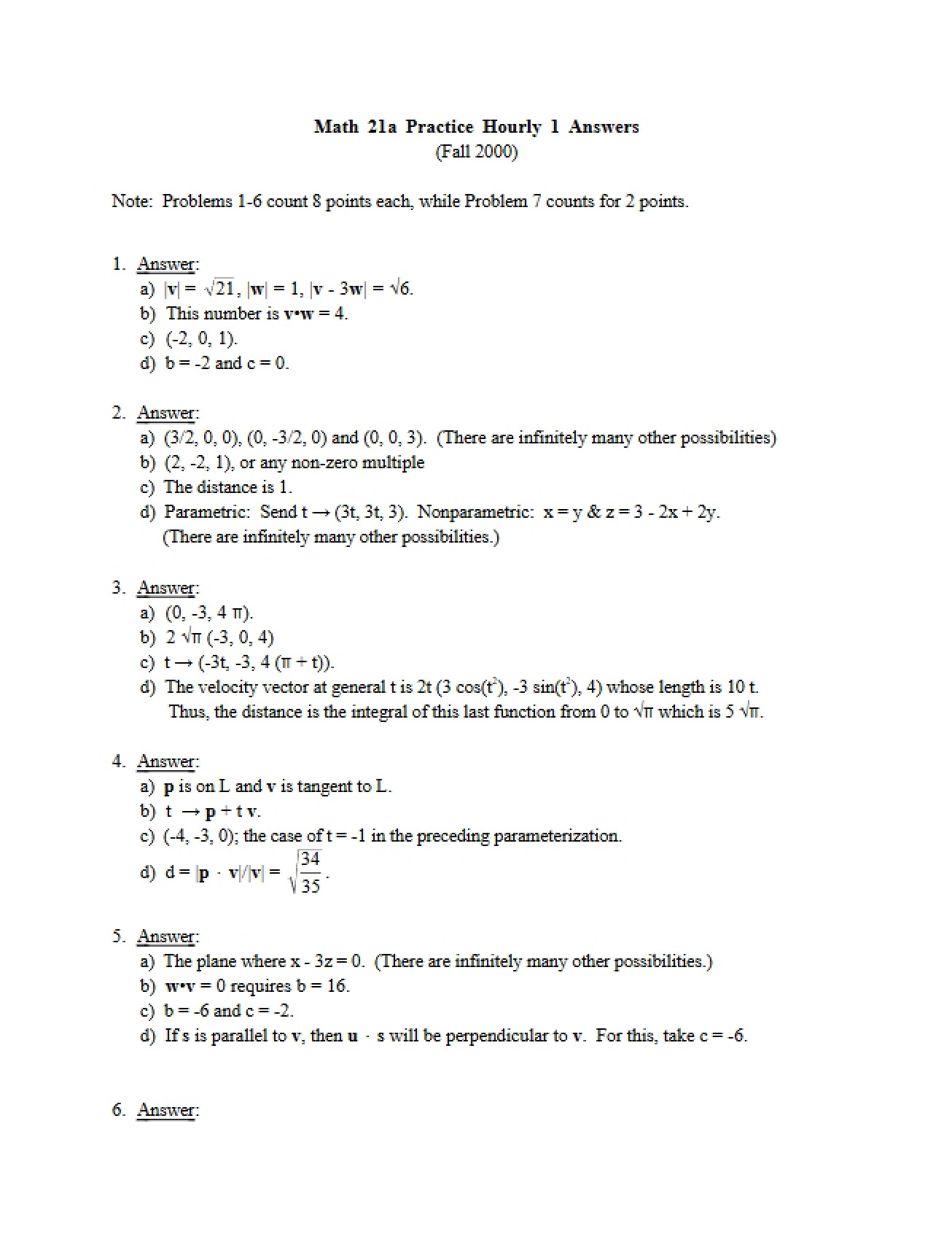 Hourly One Practice Answers