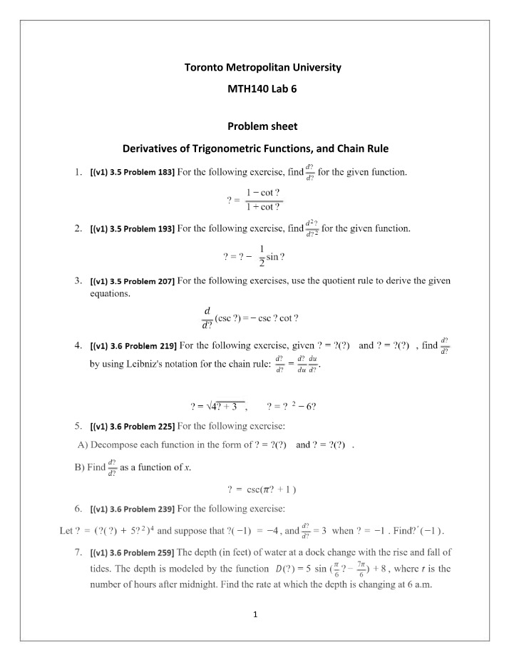Practice on Chain Rule and Derivatives of Trigonometric Functions