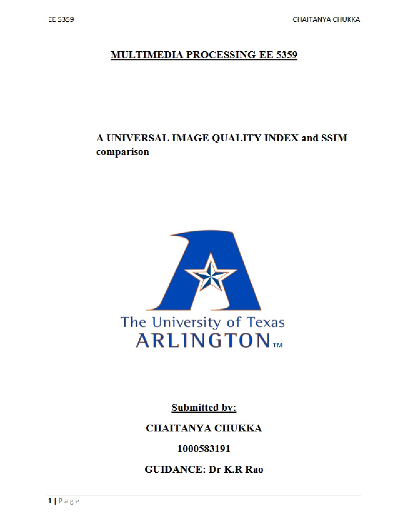 SSIM and Universal Image Quality Index