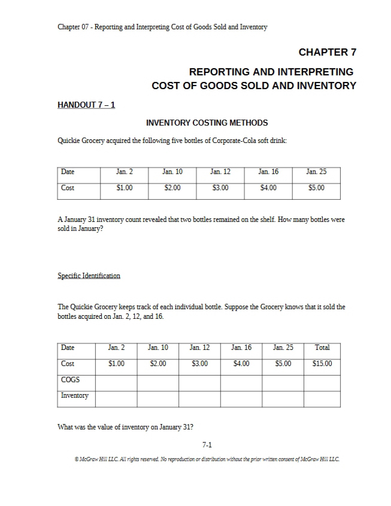 Chapter 7 Classroom Exercise