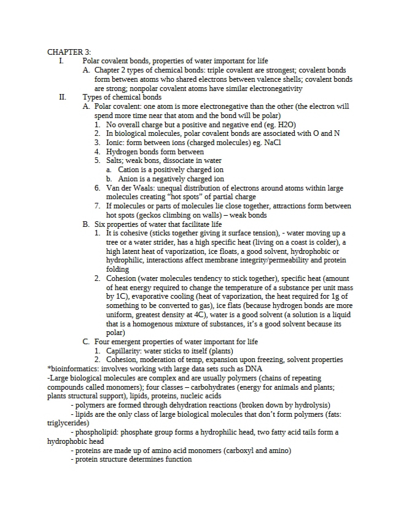 General Biology Chapter 3