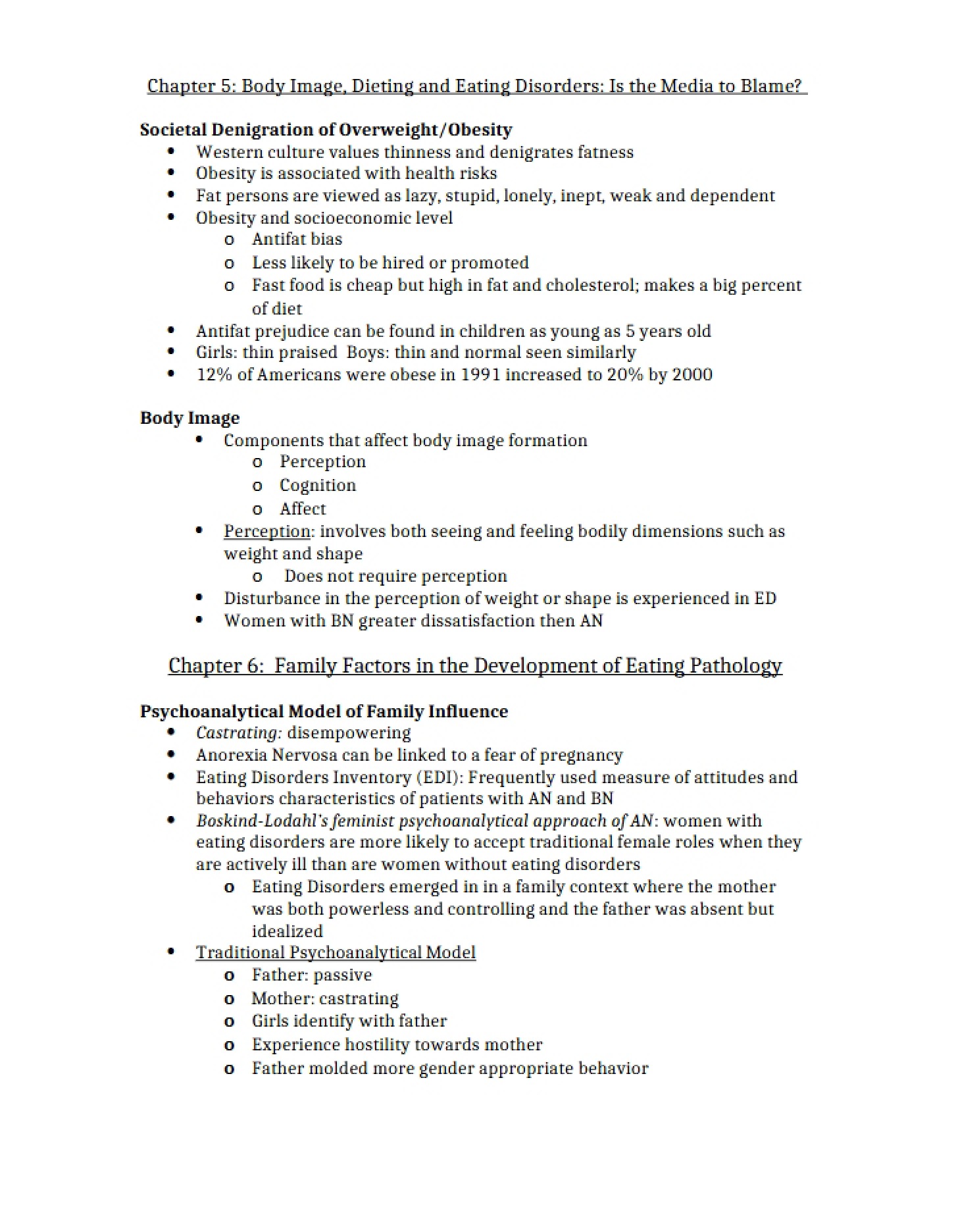 Media Influence on Eating Disorders and Body Image Ch 5