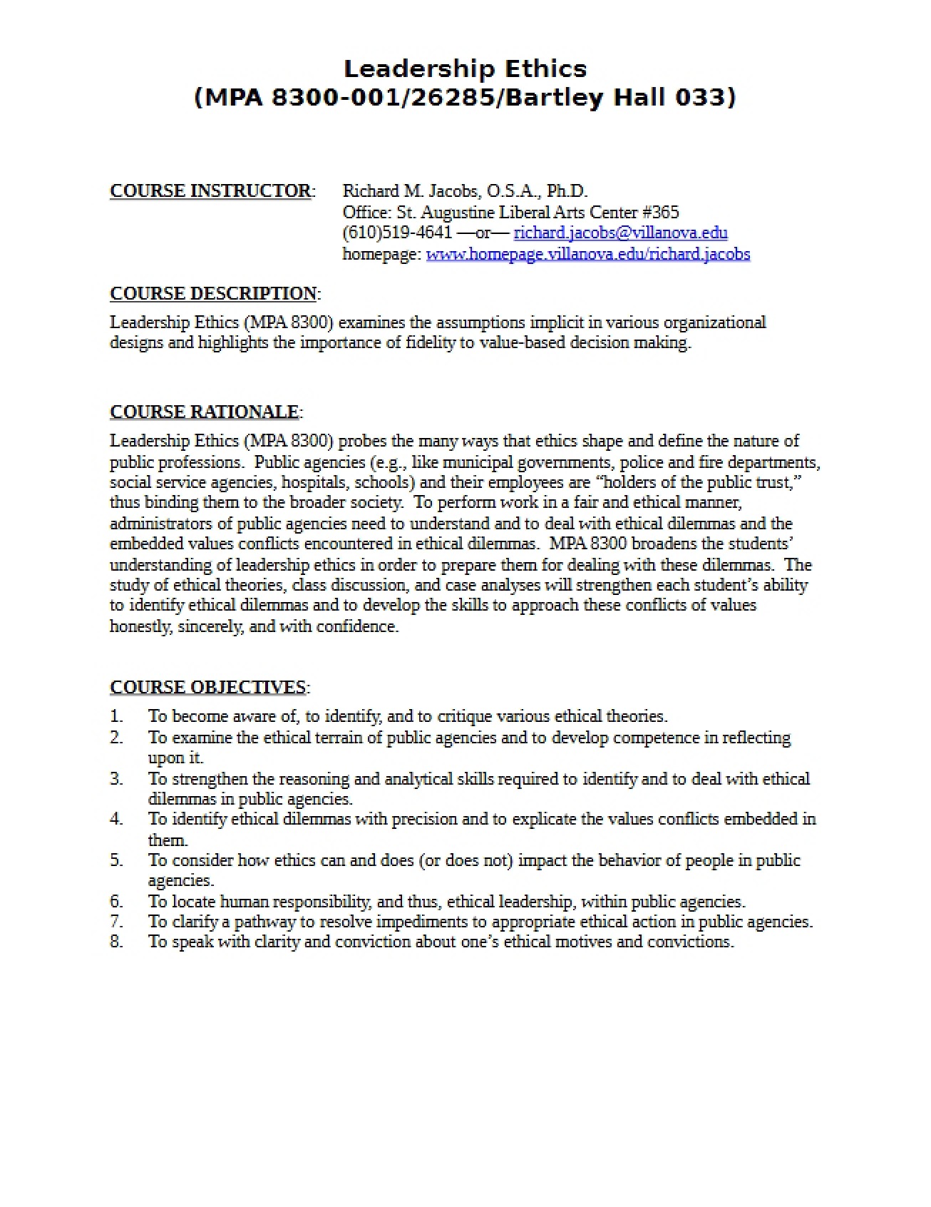 Class Syllabus