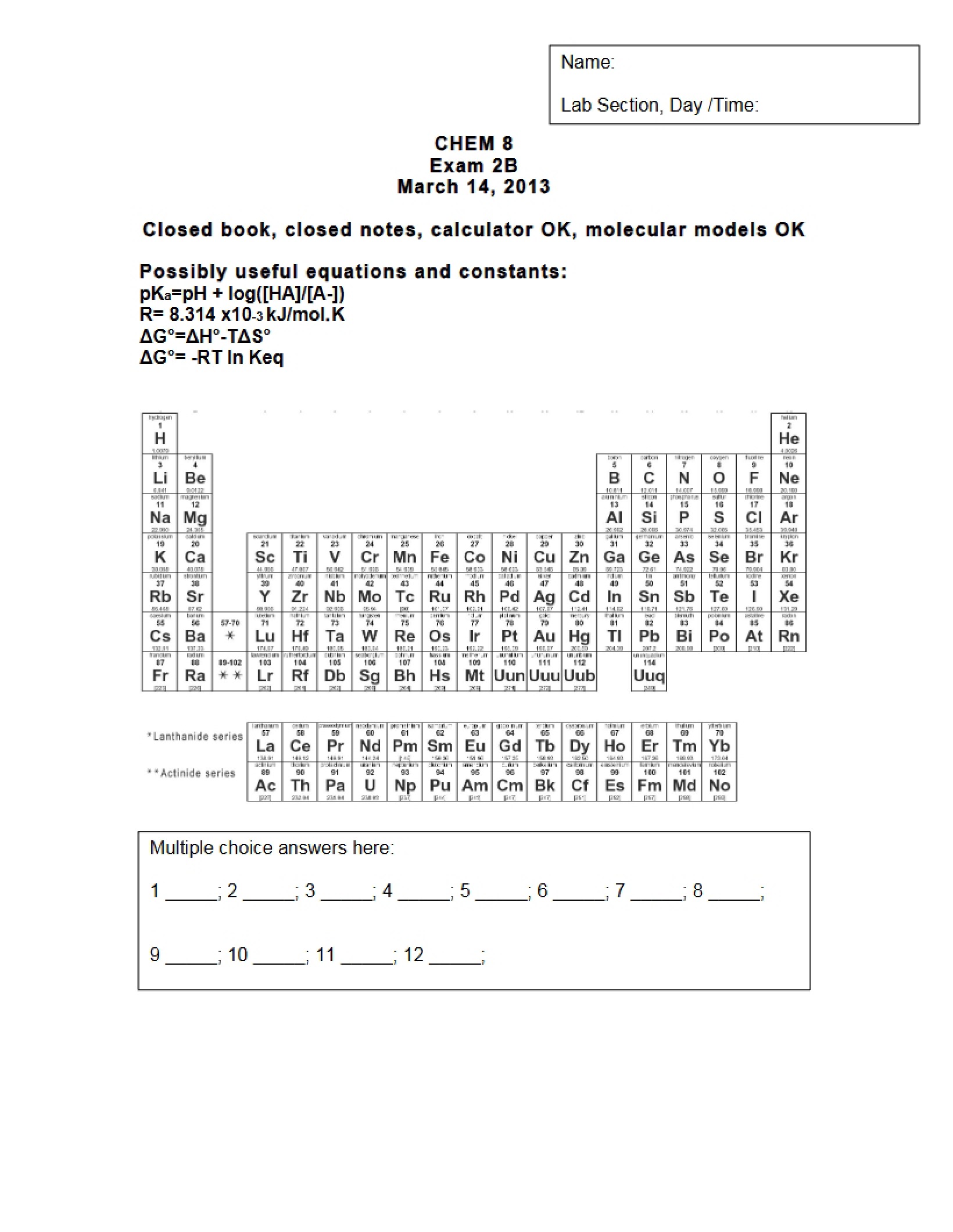 Exam 2b Answer Key