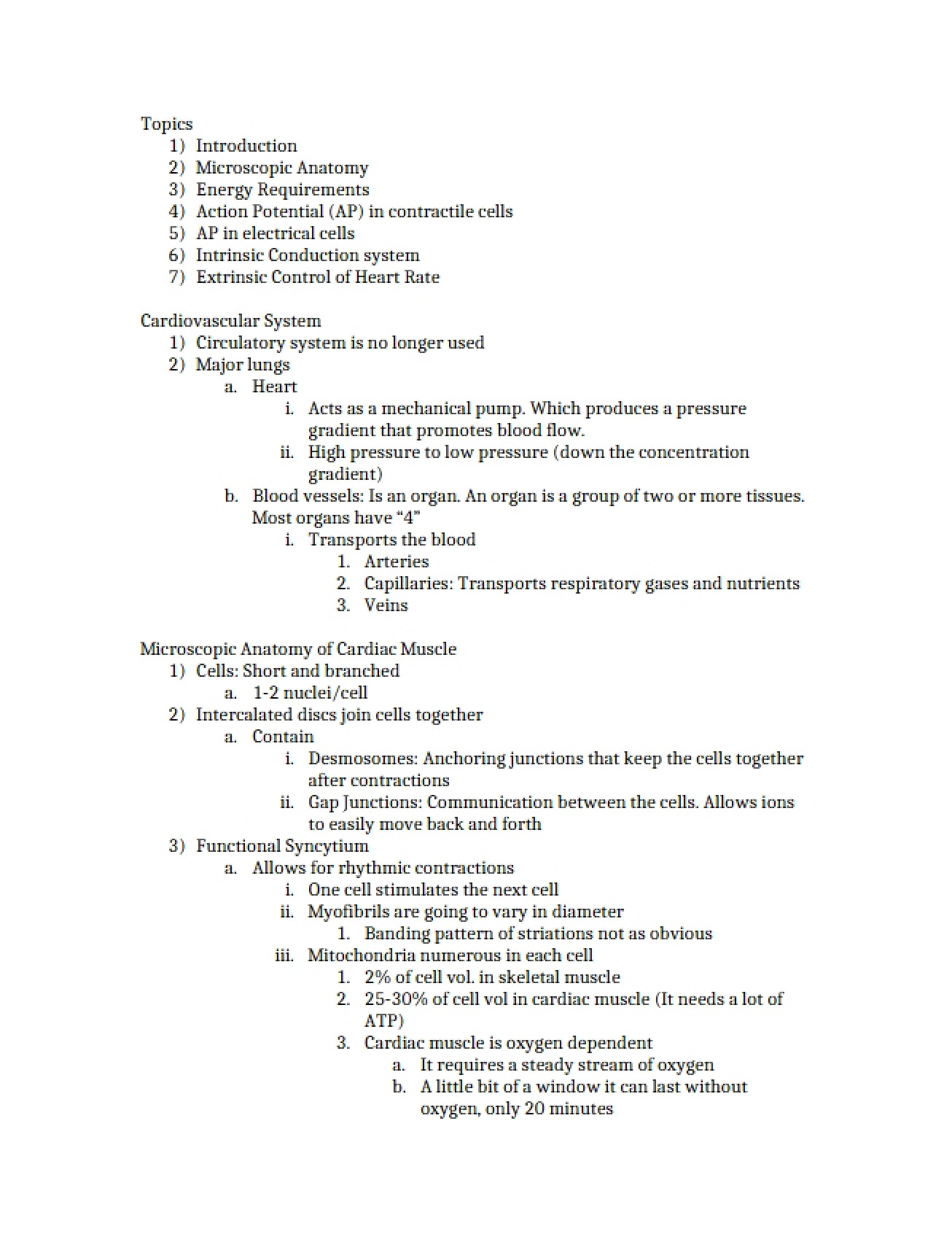 Overview of the Cardiovascular System