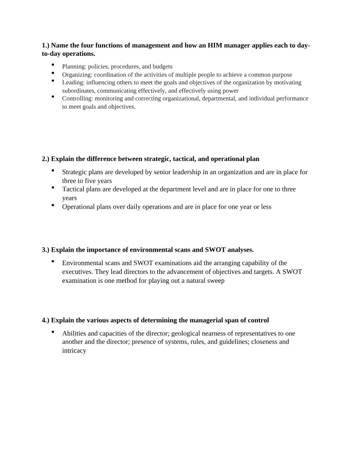 HIM406 Management Notes