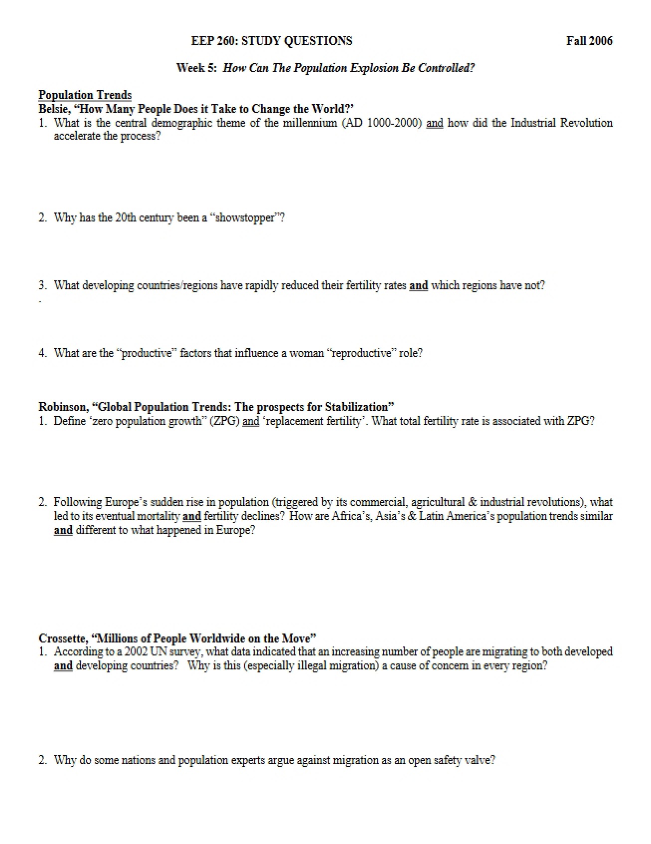 Questions for Study