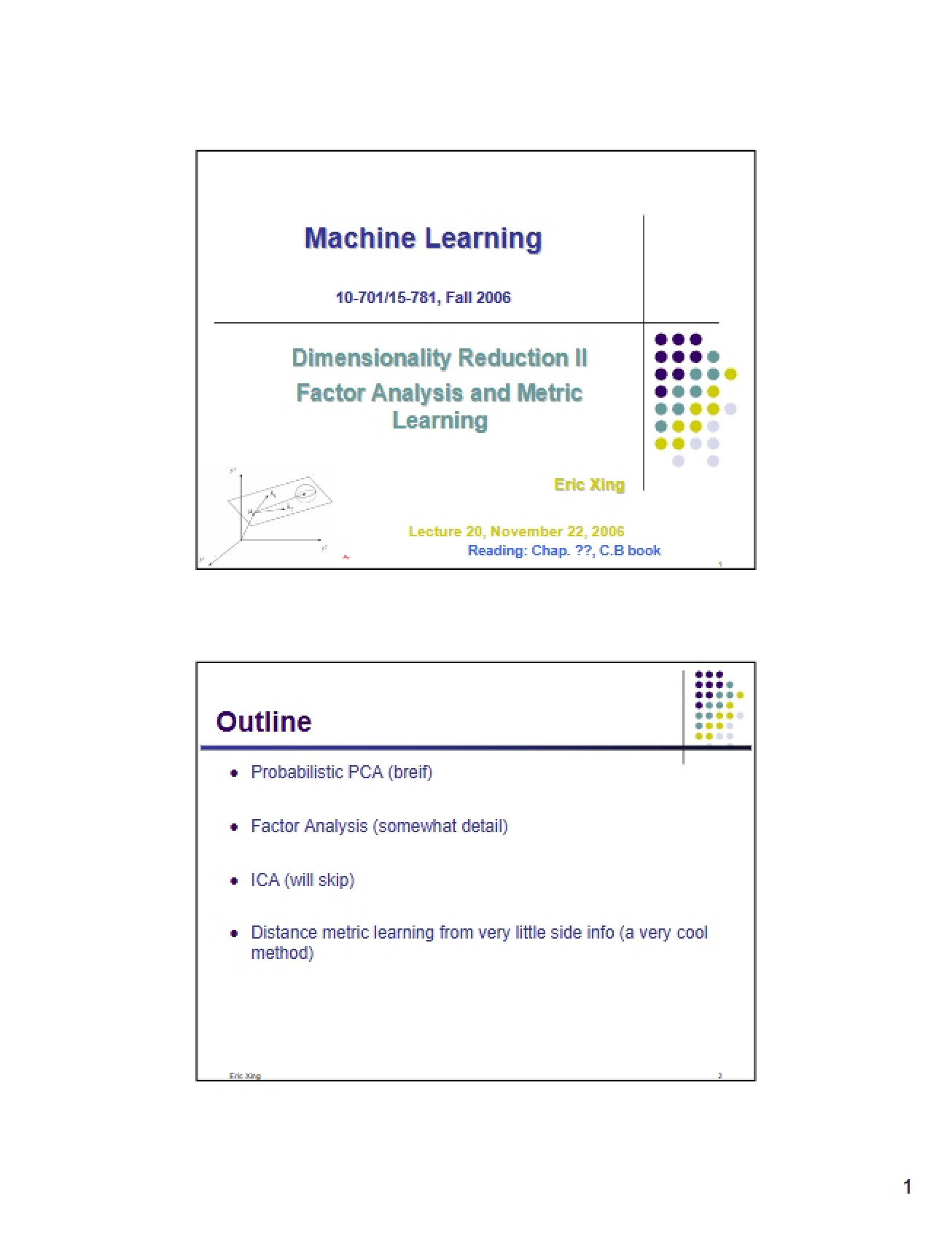 Annotated Lecture Notes for Machine Learning