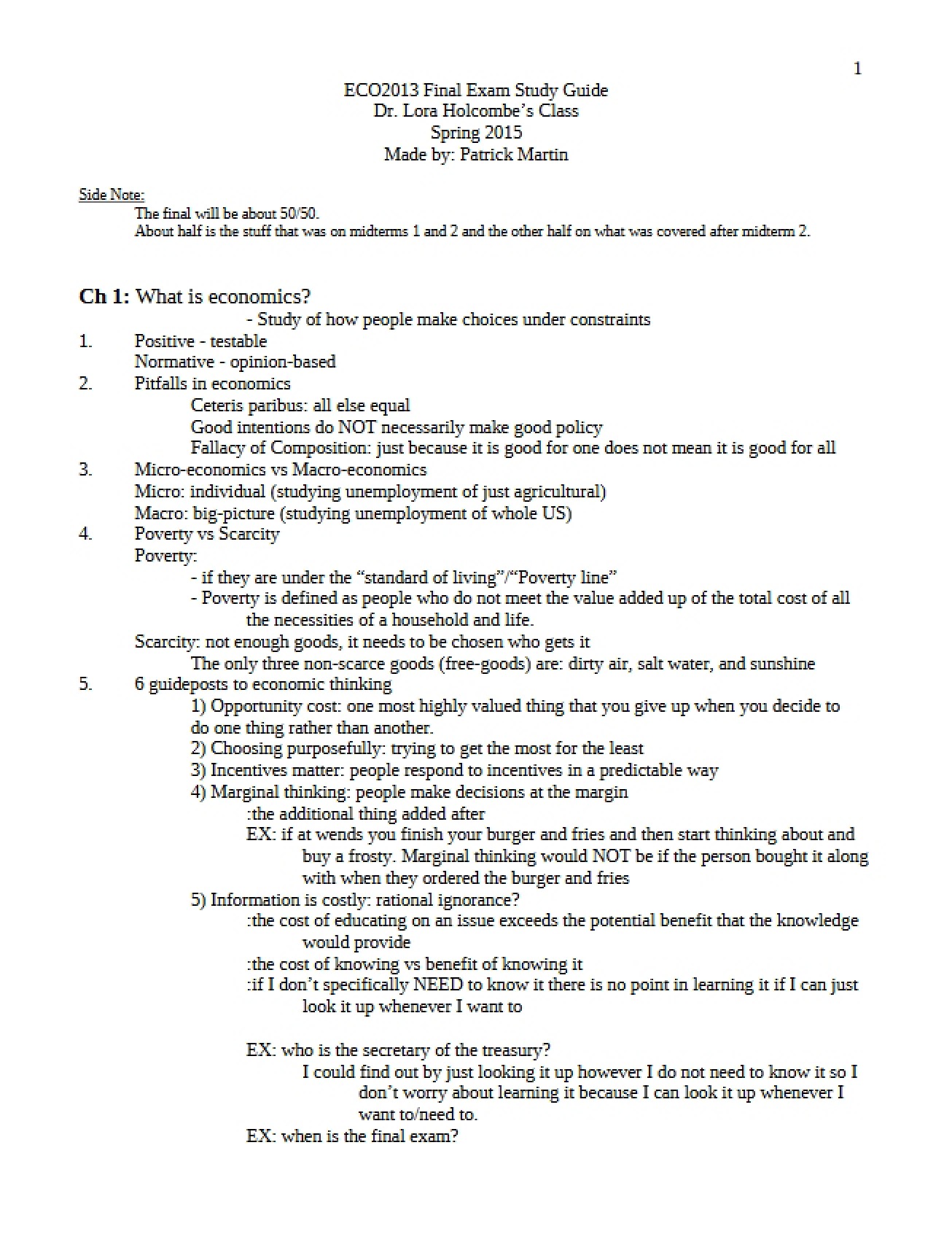 Final Examination Materials