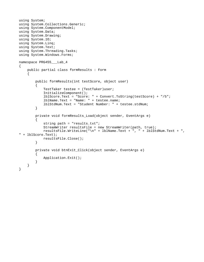 Form Results - Saving User Data and Displaying Test Scores