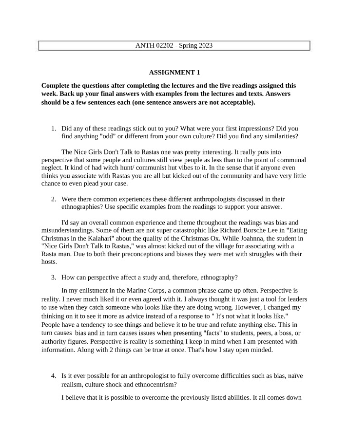 Perspective in Anthropology - Overcoming Bias