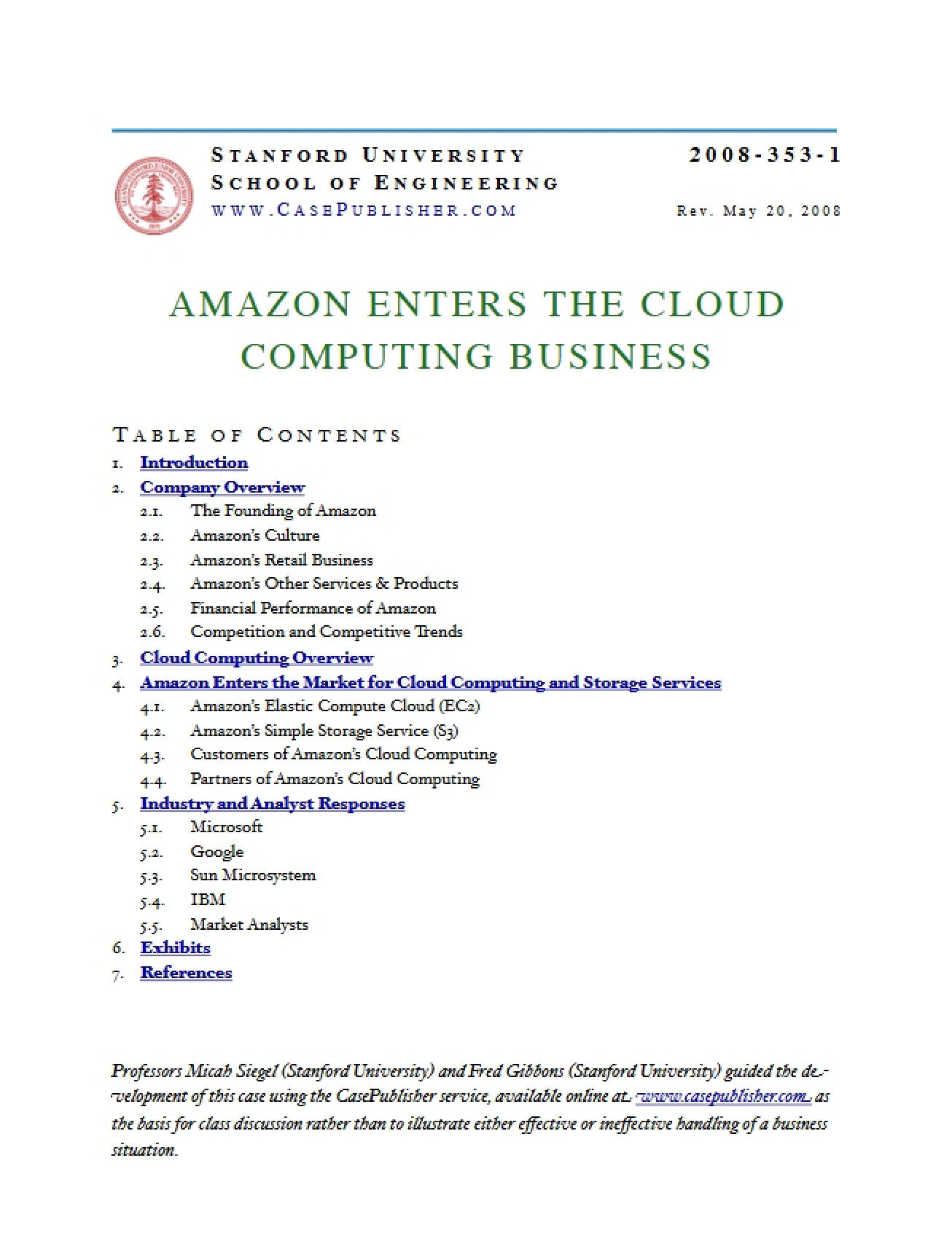 Examination of Amazon's Entry into the Cloud Computing Business