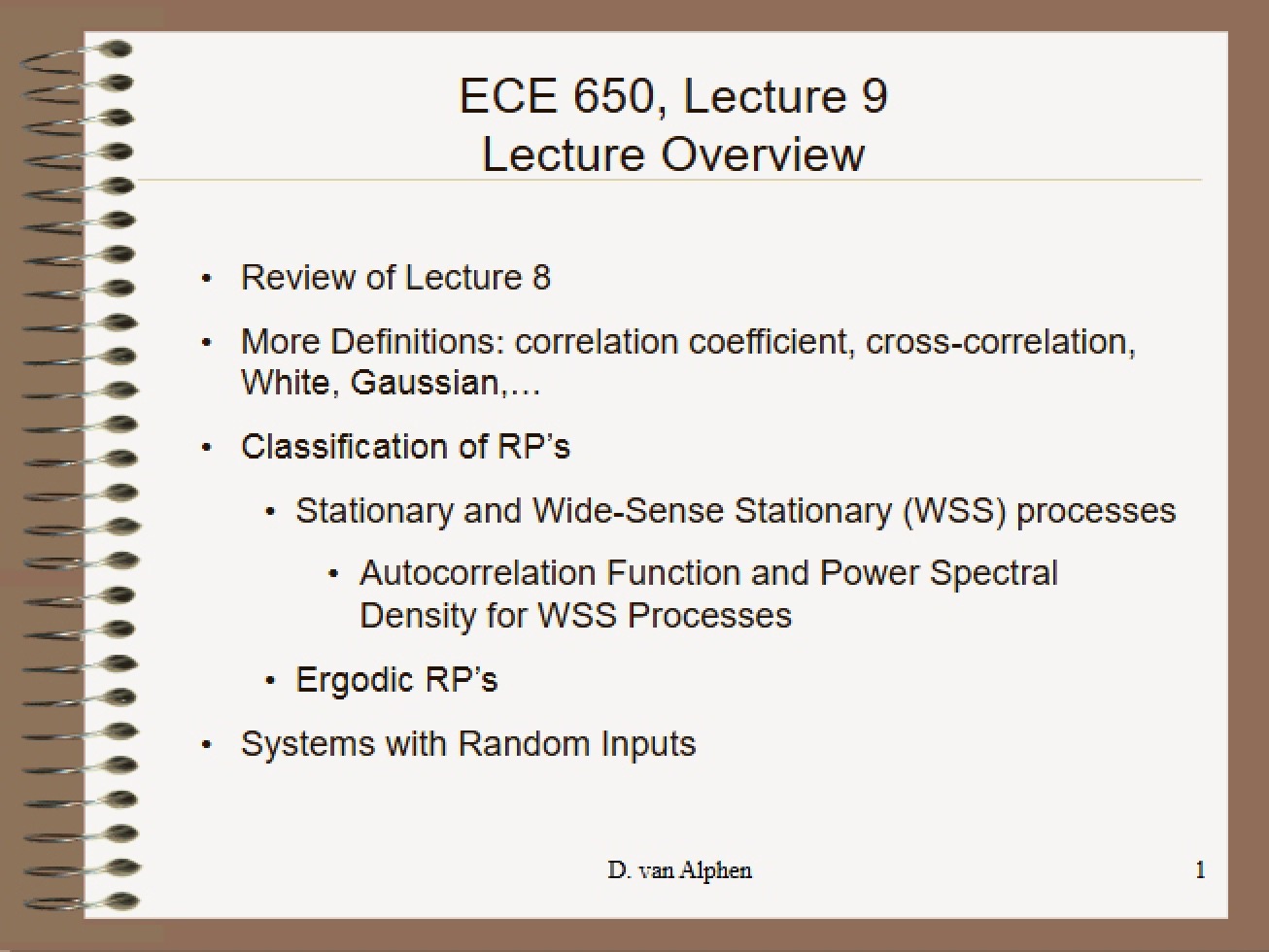 Lecture Nine Spring 2015