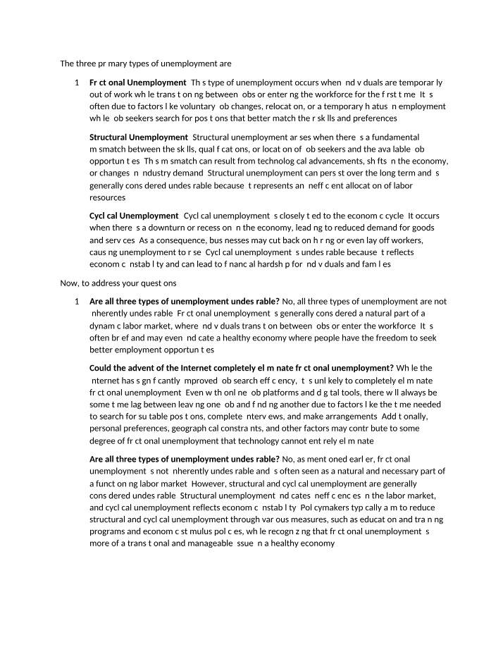 Types of Unemployment and Their Implications