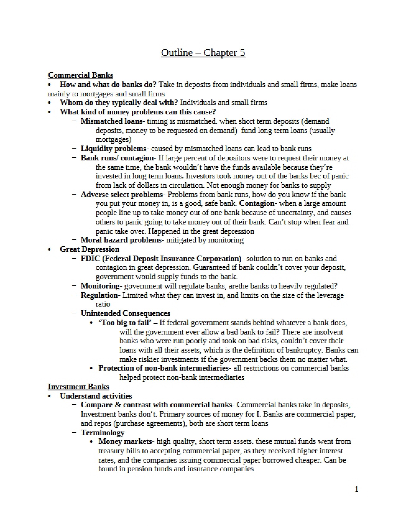 Chapter Five's Analysis of Commercial Banks