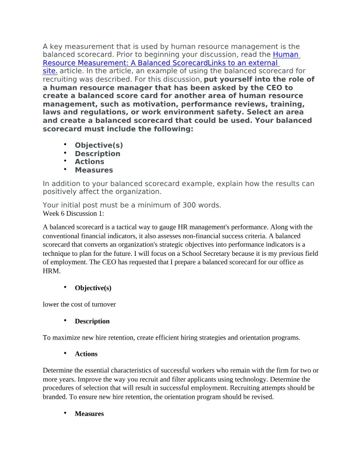 Week 6 Discussion 1 for HRM640