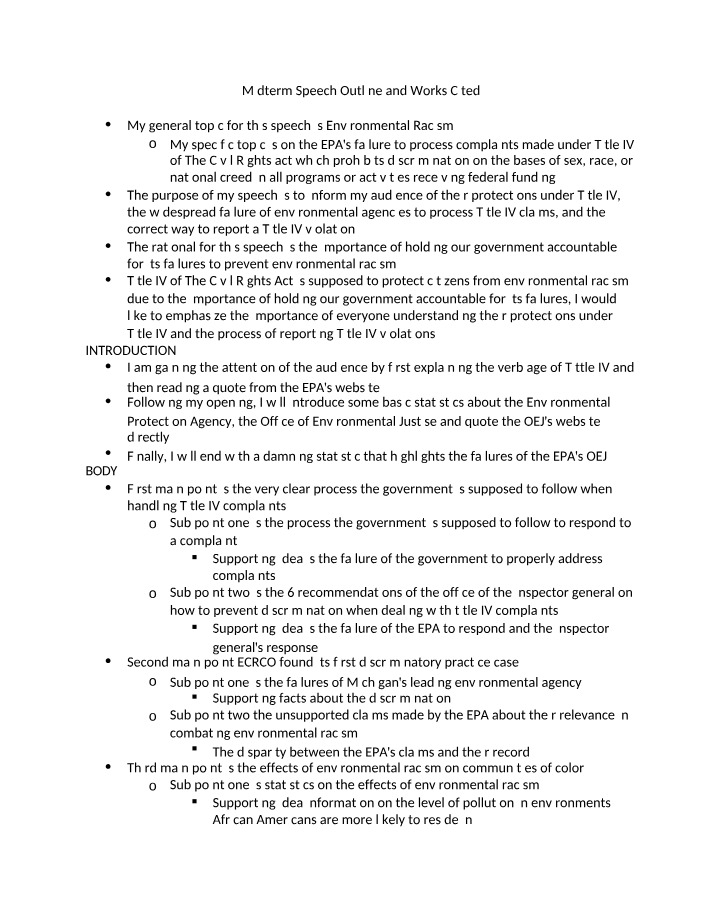 Midterm Speech Outline (with Works Cited)