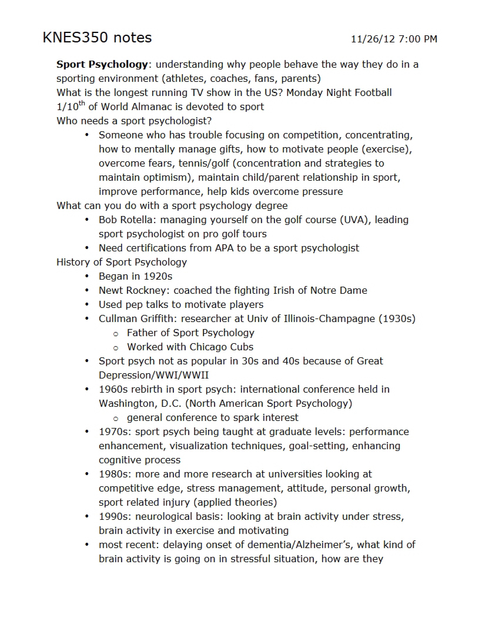 Psychology of Sports