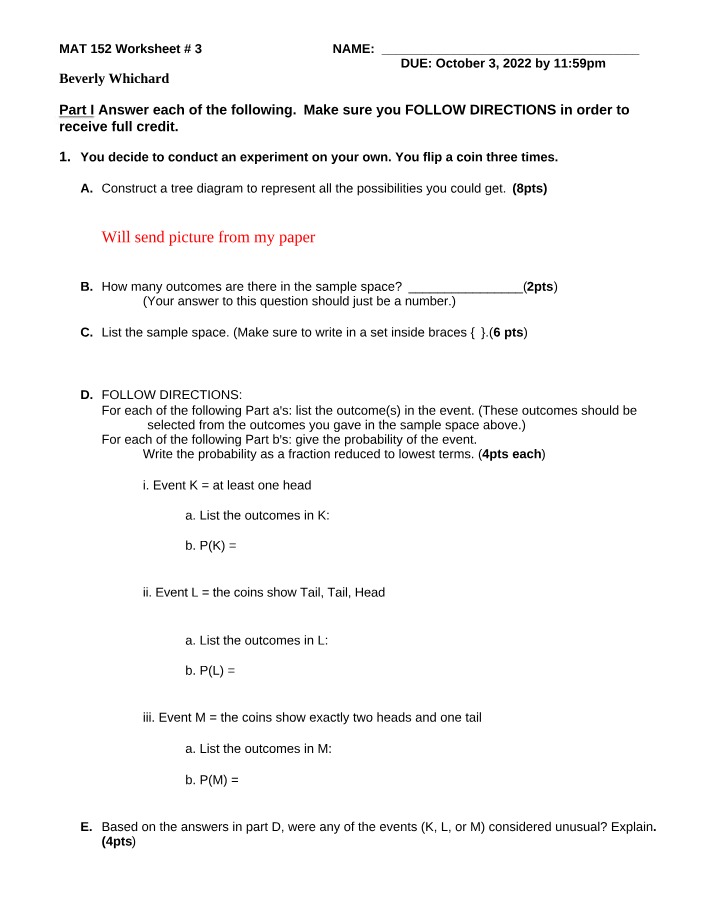 Worksheet 3 for MAT 152